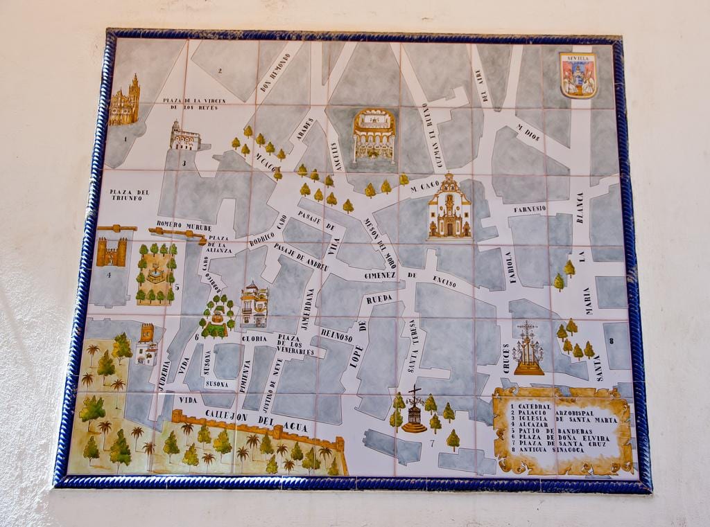 kort af gyðingahverfi Seville