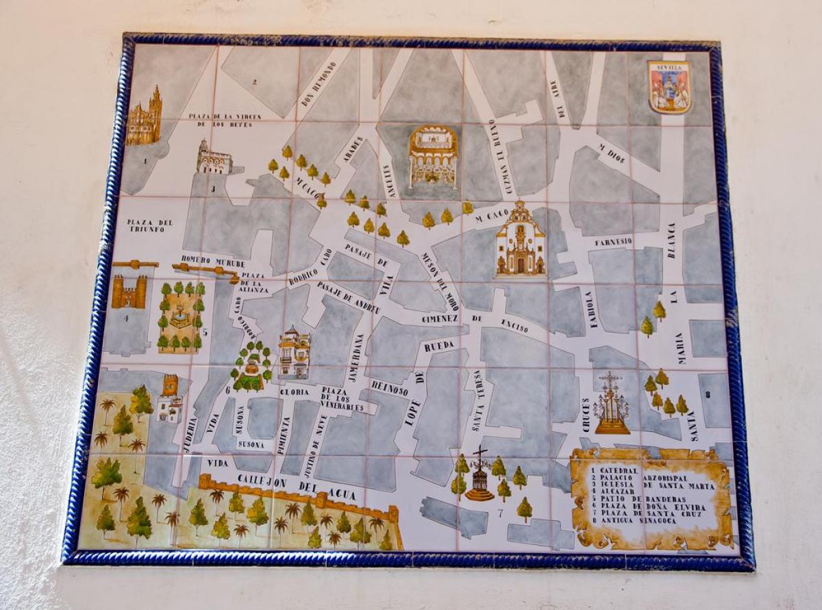 kort af gyðingahverfi Seville