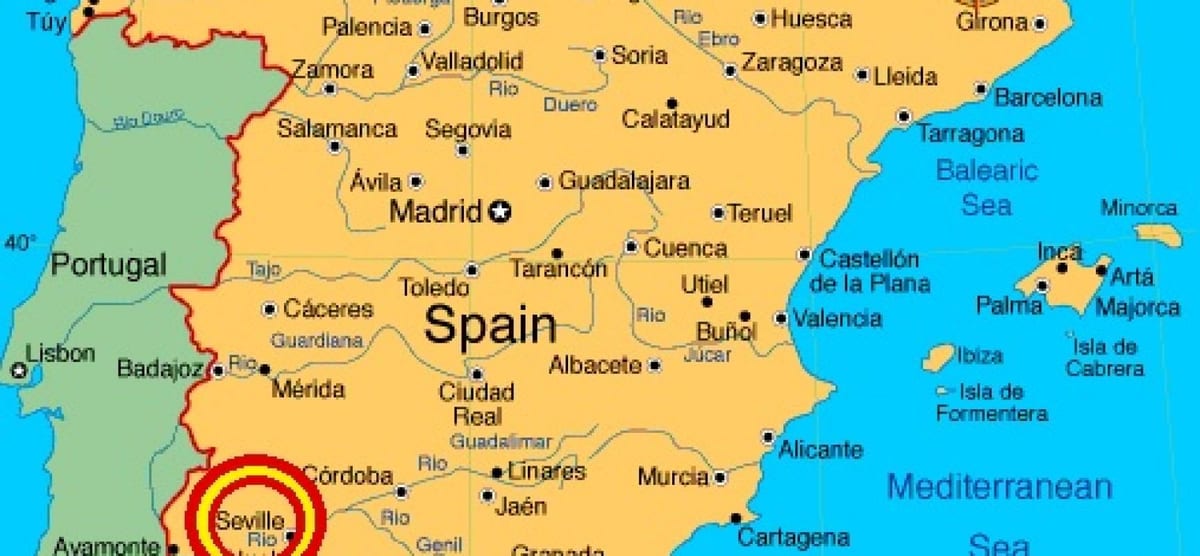 Sevilla spáni kort