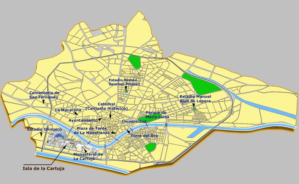 Seville á spáni staðir kort