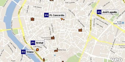 Kort af Seville bílastæði
