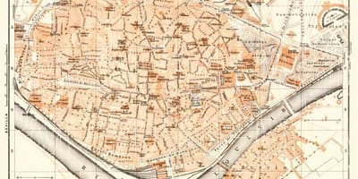 Kort af gamla bænum í Seville á spáni